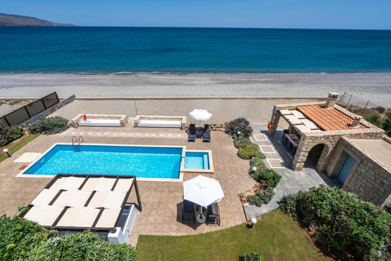 Beachfront Villa Turquoise With Private Pool, Bbq And Ping Pong Table Chania  Zewnętrze zdjęcie